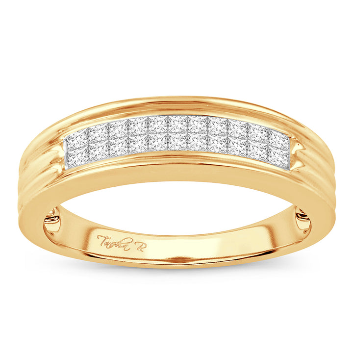 14k Yellow Gold Mens Lab Diamond Wedding Band - 0.50ct