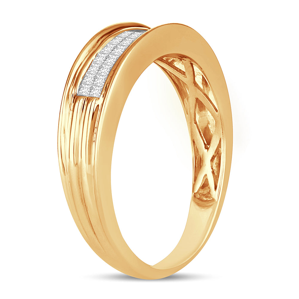 14k Yellow Gold Mens Lab Diamond Wedding Band - 0.50ct
