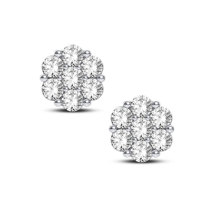 14k Yellow Gold Lab Diamond Floral Womens Earrings