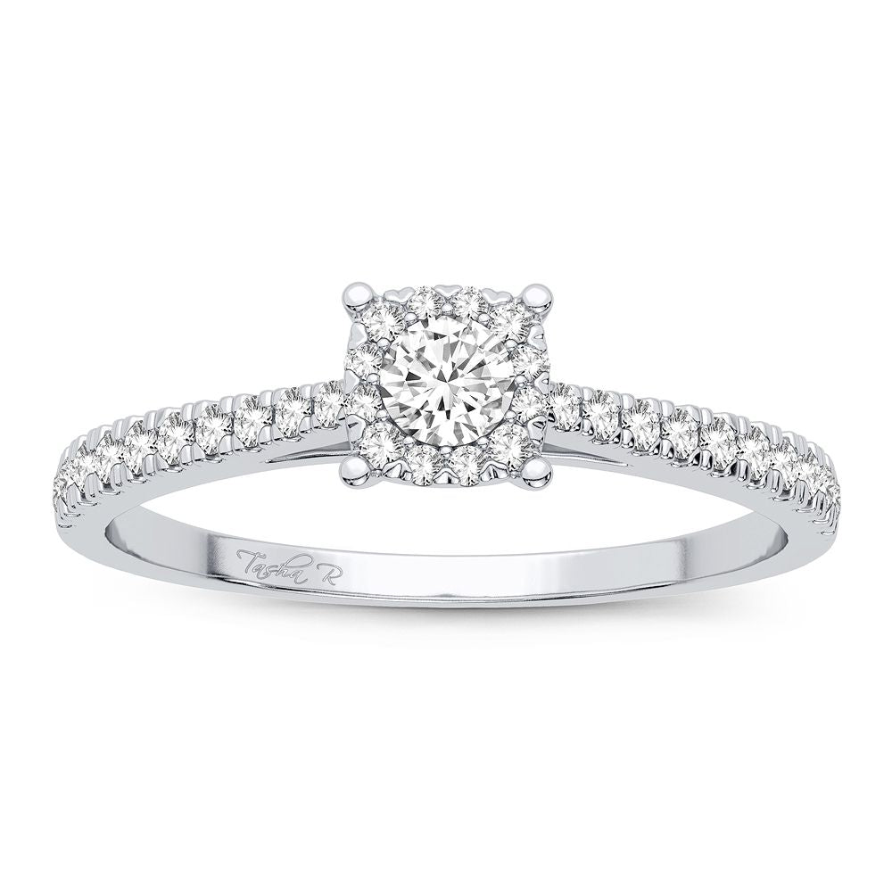 10K White Gold Lab Diamond Promise Ring for Her