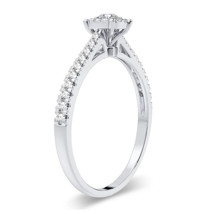 10K White Gold Lab Diamond Promise Ring for Her
