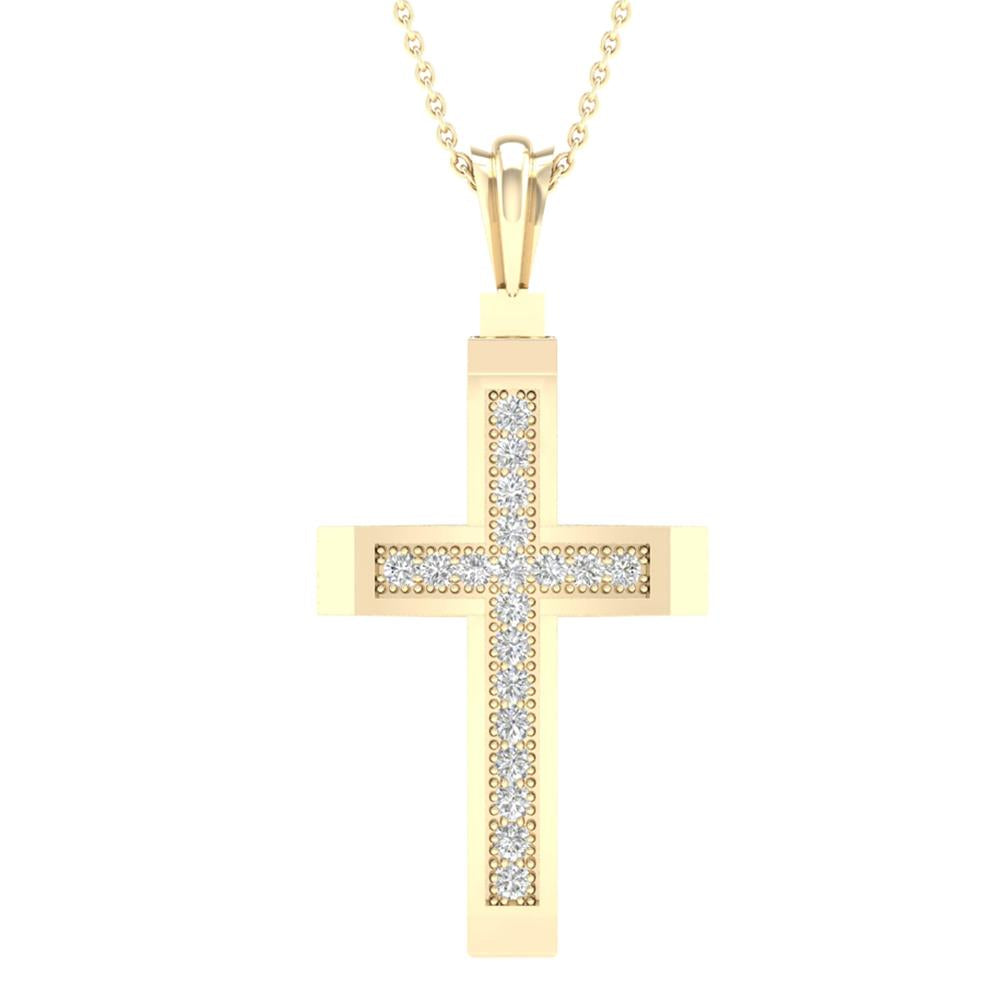10k Yellow Gold Lab Diamond Cross Pendant for Women