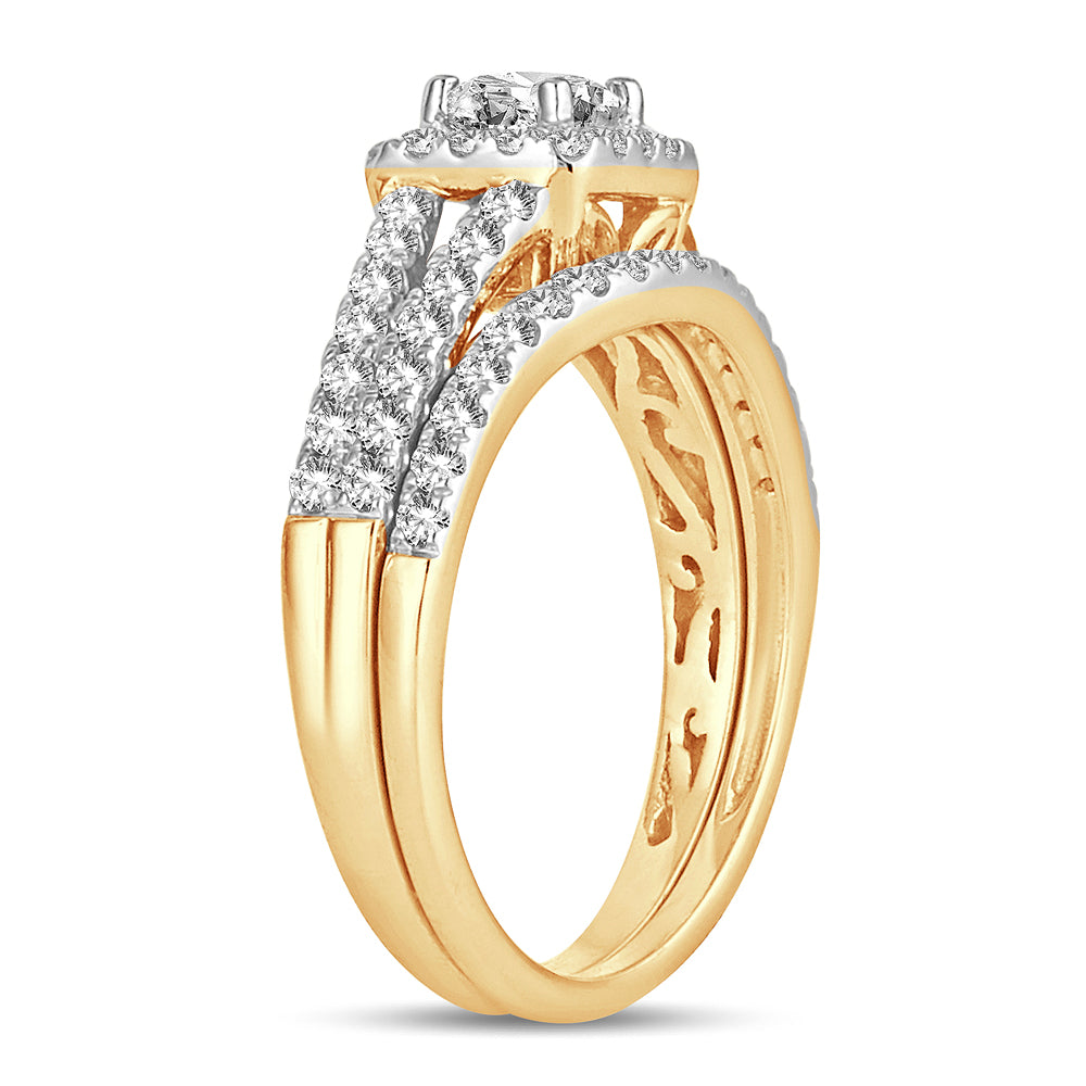 14K Yellow Gold 1CT Lab Diamond Womens Engagement Ring
