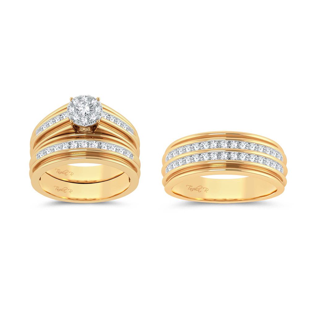 14k Yellow Gold Lab Diamond Trio Set - Timeless Elegance