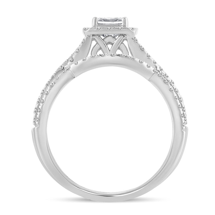 Sparkling 14k White Gold 1CT Lab Diamond Bridal Ring Set