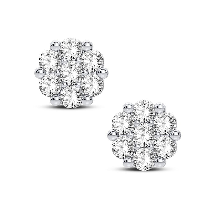 14k Yellow Gold Lab Diamond Flower Earrings for Women