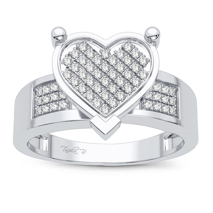 Chic 10k White Gold Lab Diamond Womens Fashion Ring