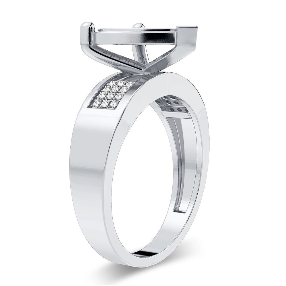 Chic 10k White Gold Lab Diamond Womens Fashion Ring