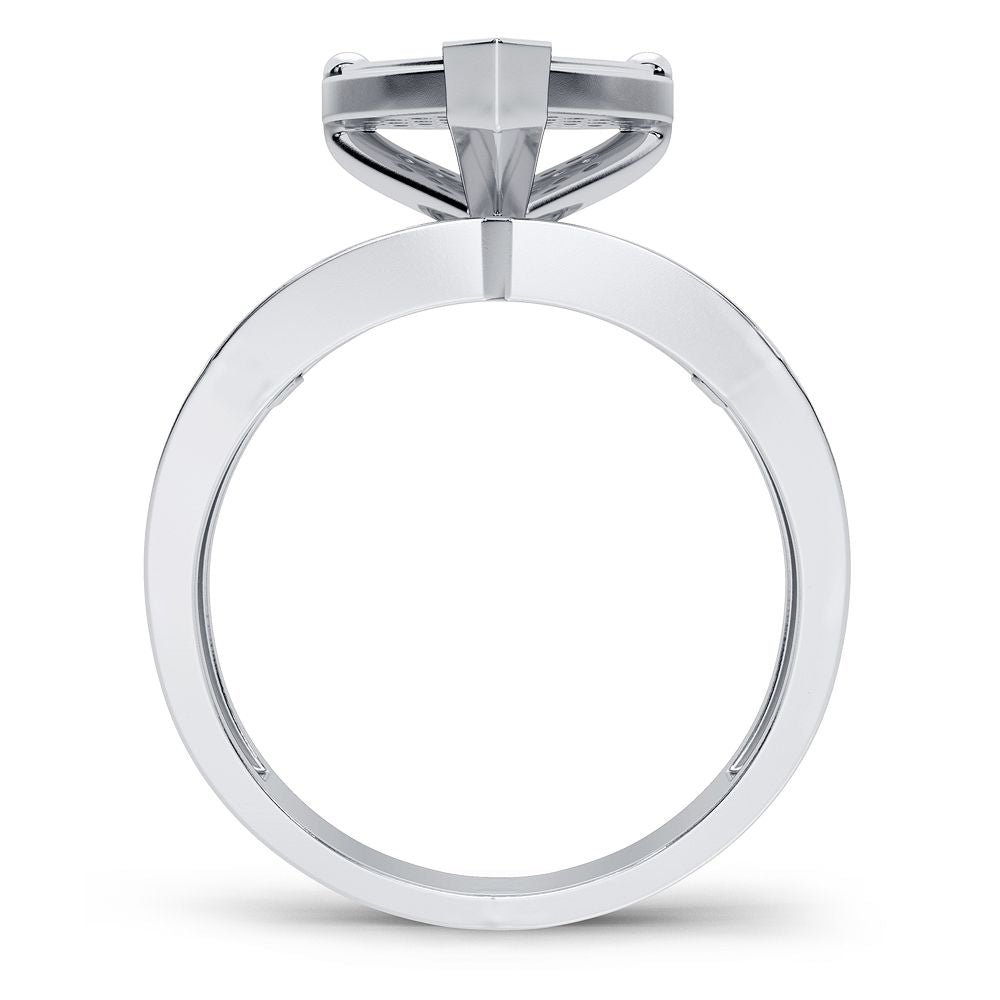 Chic 10k White Gold Lab Diamond Womens Fashion Ring