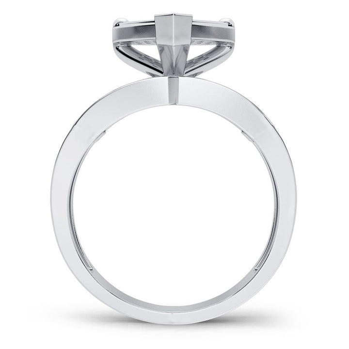 Chic 10k White Gold Lab Diamond Womens Fashion Ring