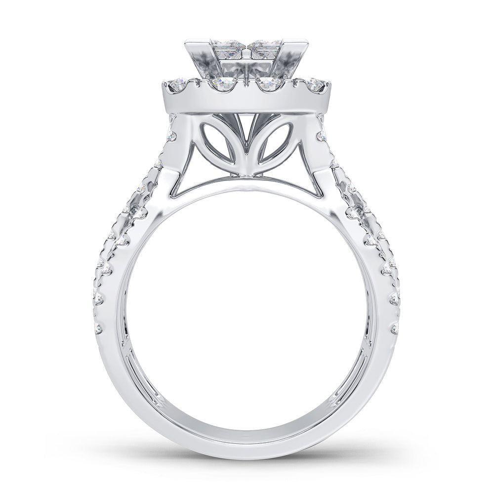 Sparkling 2.65CT Lab Diamond White Gold Bridal Ring