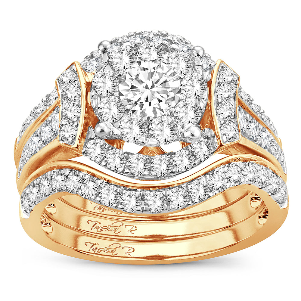 14k Yellow Gold 2CT Lab Diamond Bridal Ring Brilliance