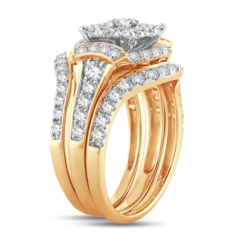14k Yellow Gold 2CT Lab Diamond Bridal Ring Brilliance