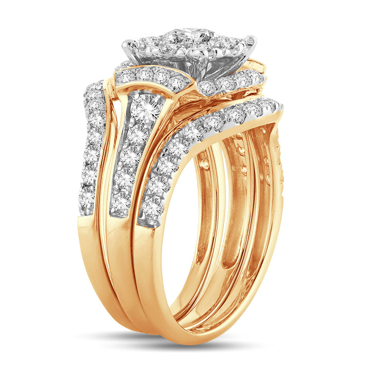14k Yellow Gold 2CT Lab Diamond Bridal Ring Brilliance