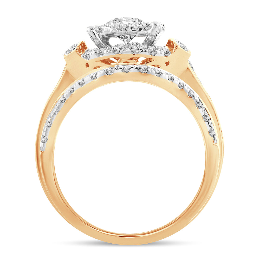 14k Yellow Gold 2CT Lab Diamond Bridal Ring Brilliance