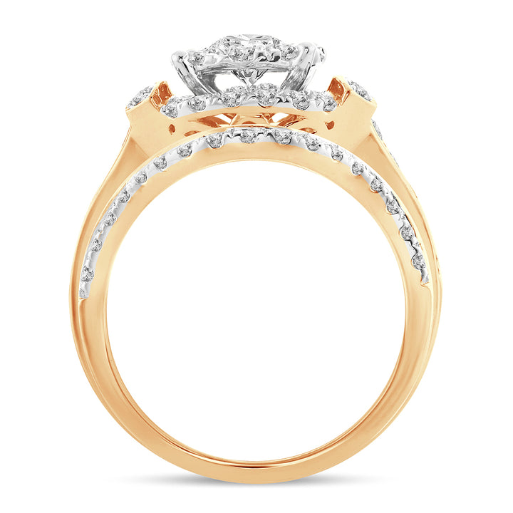 14k Yellow Gold 2CT Lab Diamond Bridal Ring Brilliance