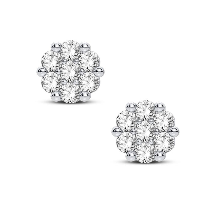 14k Yellow Gold Lab Diamond Flower Earrings for Women