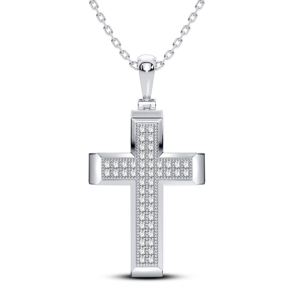 Luminous 14K White Gold Lab Diamond Womens Pendant Charm