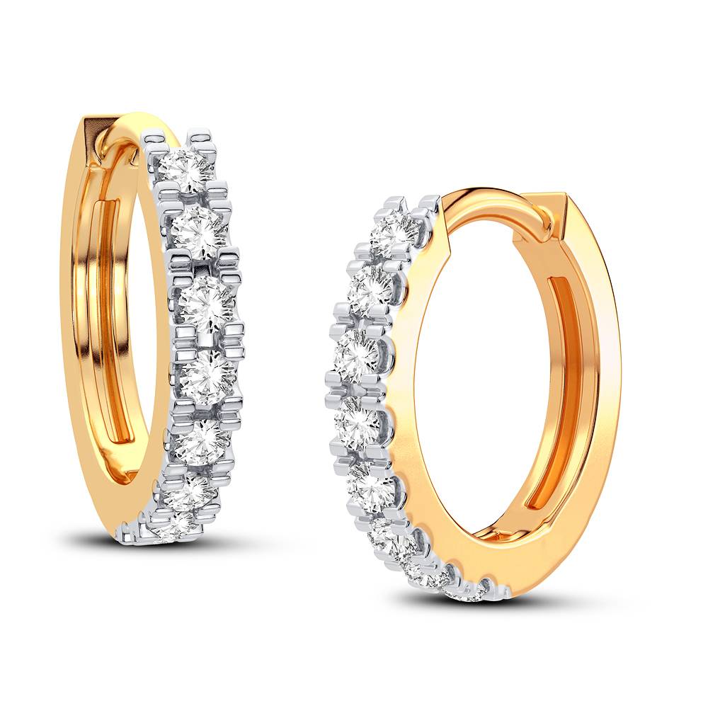 Elegant 14K Gold 0.25CT Lab Diamond Hoop Earrings