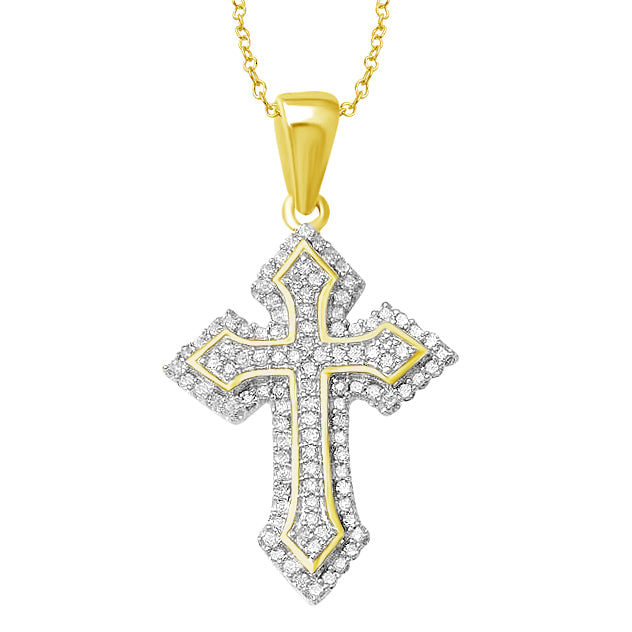 10k Yellow Gold Lab Diamond Religious Pendant for Women