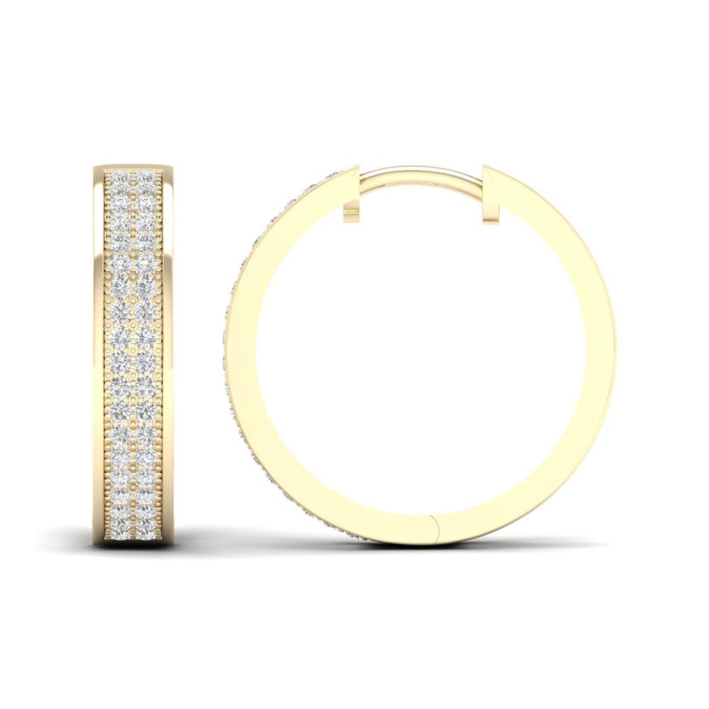 10K Yellow Gold 0.25ct Lab Diamond Hoop Earrings for Women