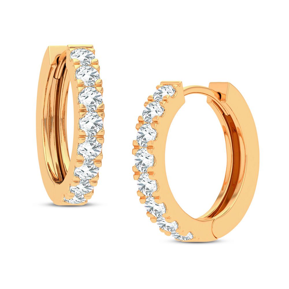 14K Yellow Gold 1CT Lab Diamond Hoop Earrings for Women