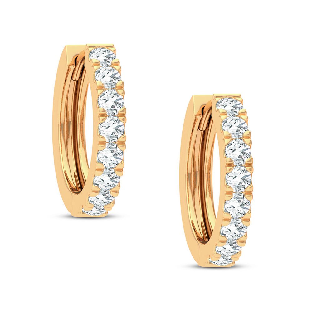 14K Yellow Gold 1CT Lab Diamond Hoop Earrings for Women