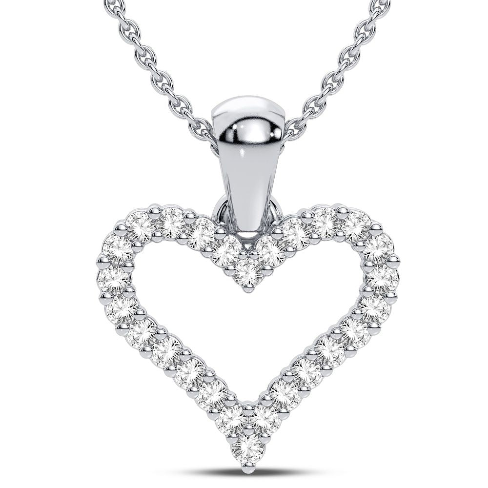 Chic 10k White Gold Lab Diamond Pendant for Women