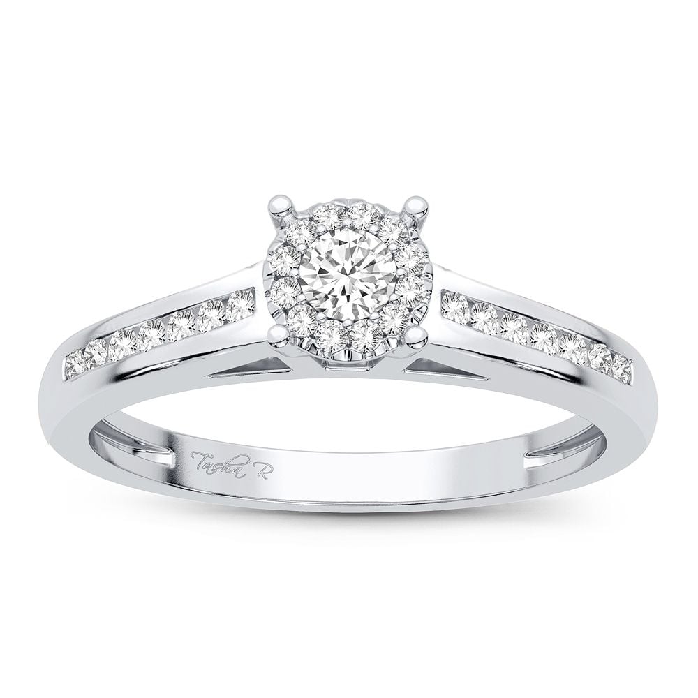 Elegant 10k White Gold 0.22CT Diamond Promise Ring for Her