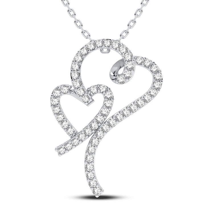 Luminous 10k White Gold Lab Diamond Womens Pendant Necklace