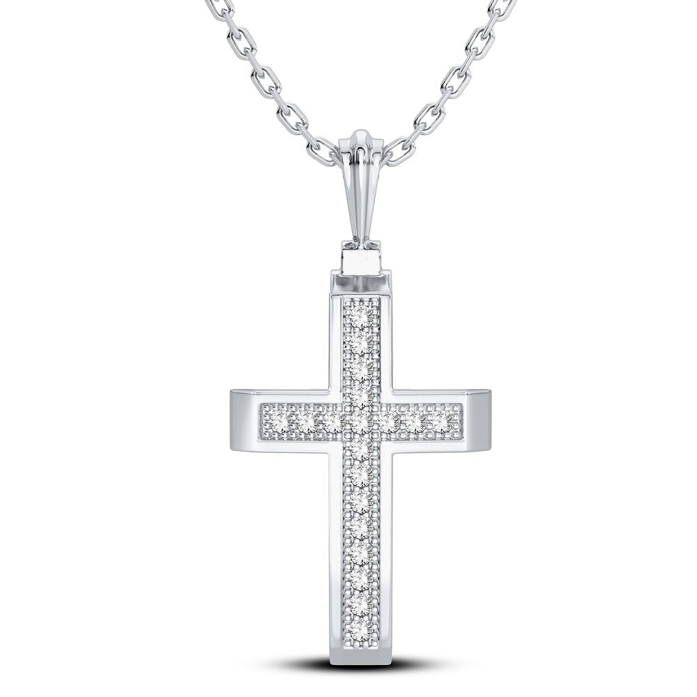 Delicate 10k White Gold Lab Diamond Womens Pendant Charm