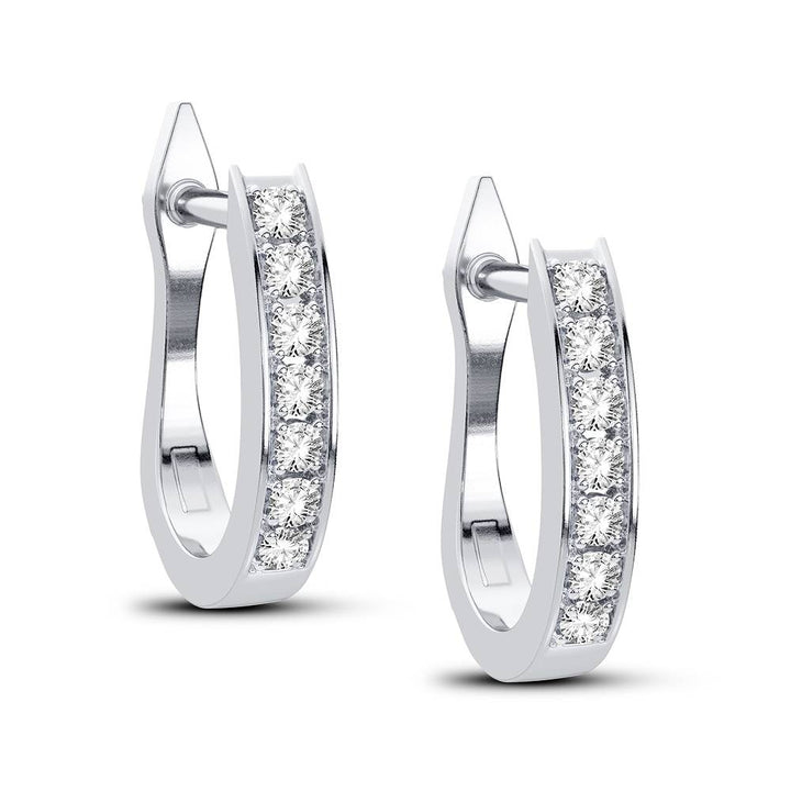 10k White Gold Lab Diamond Hoop Earrings for Women
