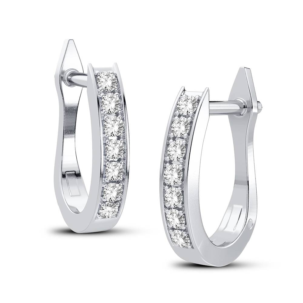 10k White Gold Lab Diamond Hoop Earrings for Women