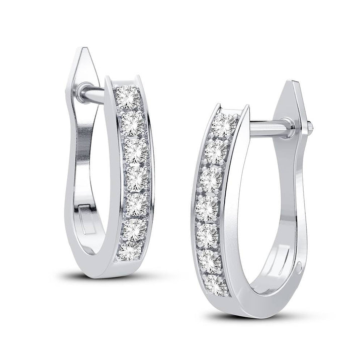 10k White Gold Lab Diamond Hoop Earrings for Women