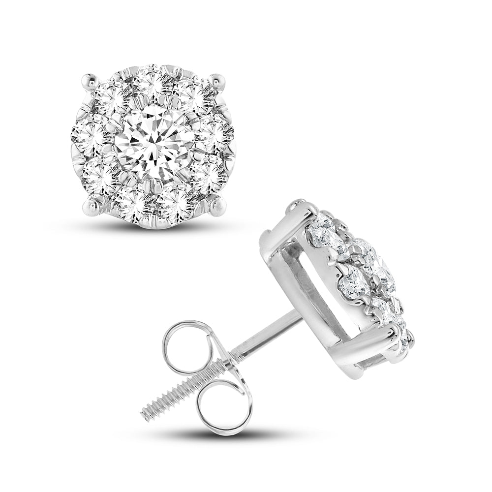 Sparkling 1CT Lab Diamond Earrings in 14k White Gold