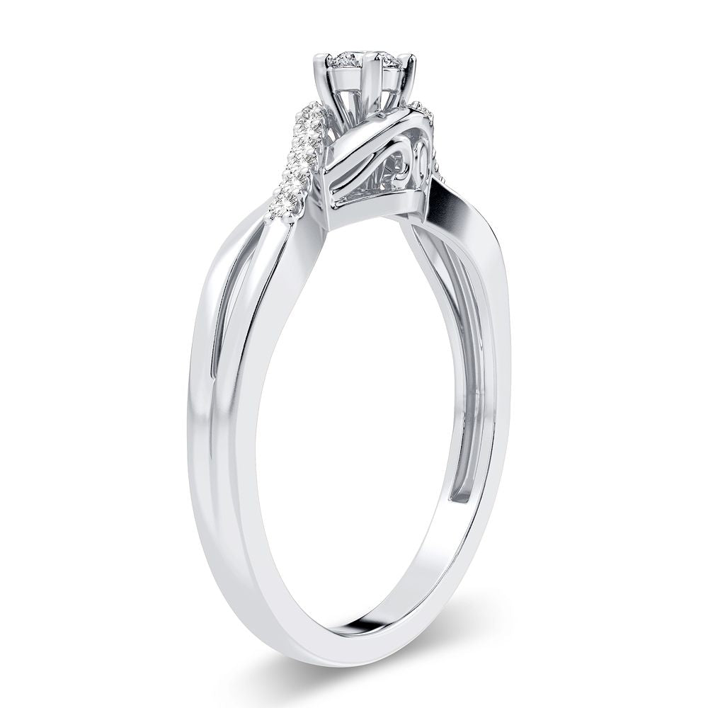 Timeless 14K White Gold Lab Diamond Promise Ring (0.16CT)