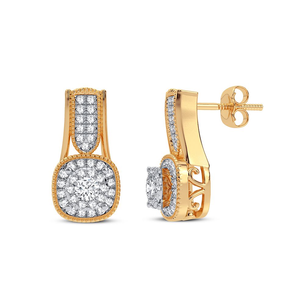 14k Yellow Gold Lab Diamond Stud Earrings - Chic Sparkle