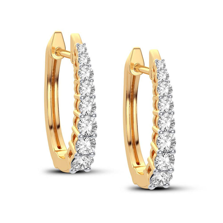 10K Yellow Gold Lab Diamond Hoop Earrings for Women