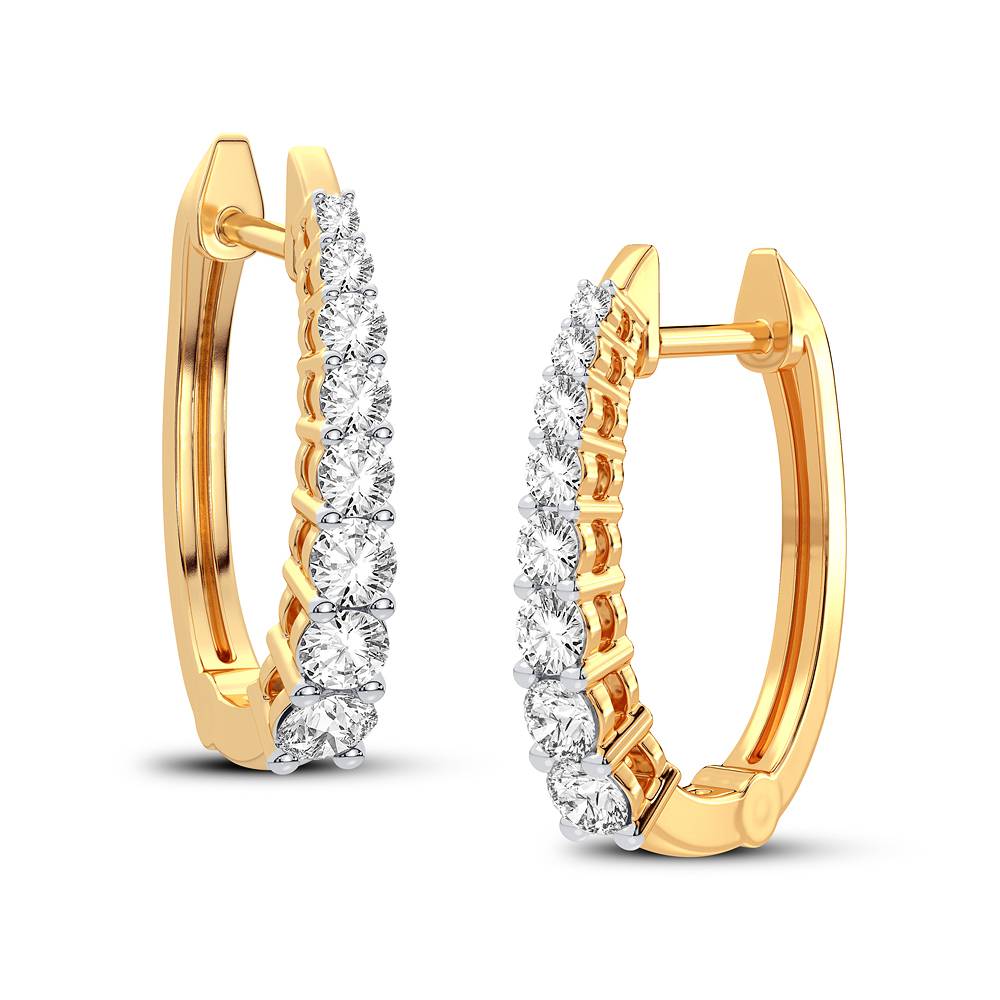 10K Yellow Gold Lab Diamond Hoop Earrings for Women