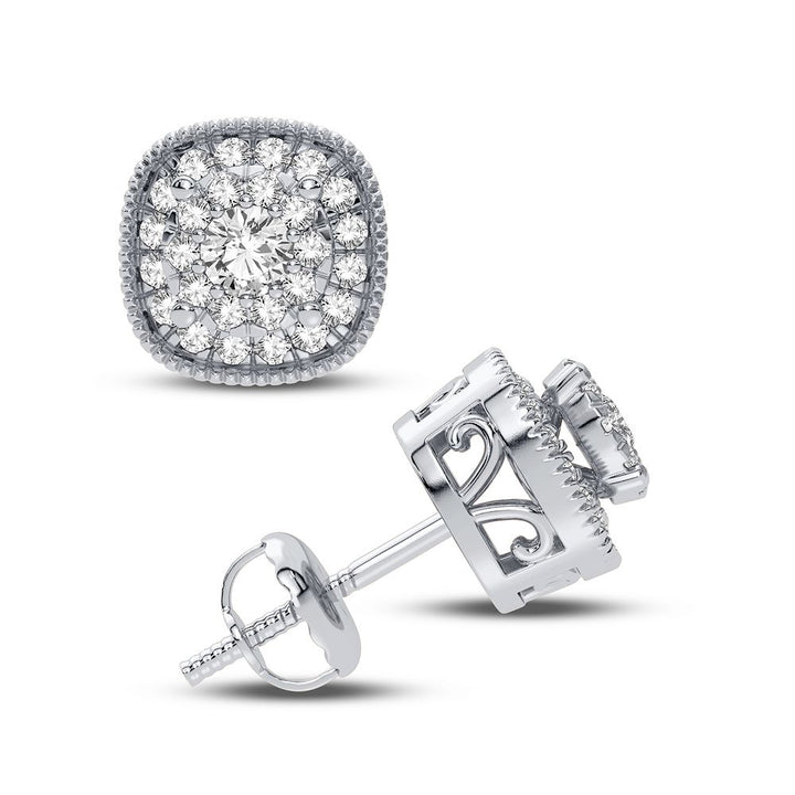 Chic 14k White Gold Lab Diamond Stud Earrings for Women
