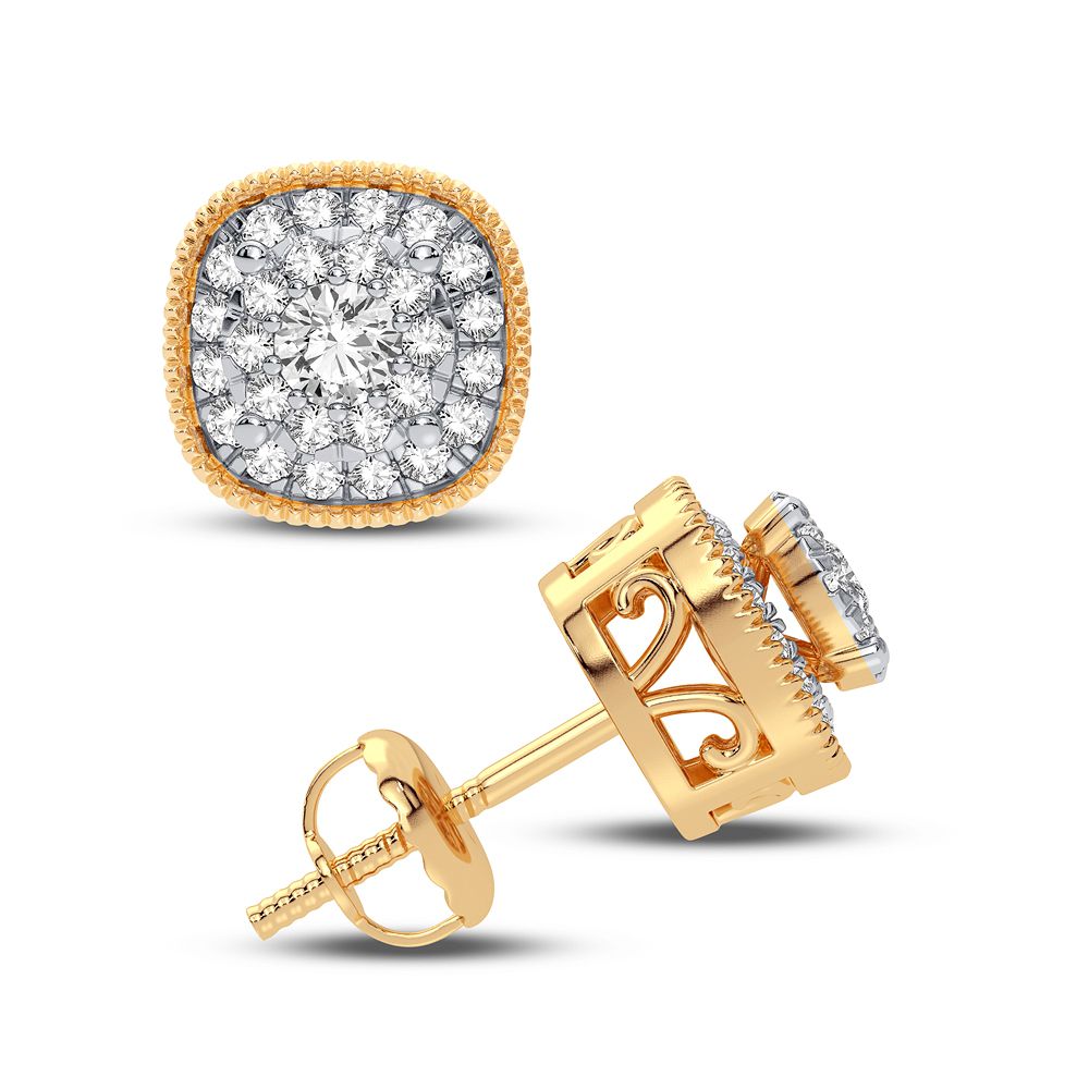 14k Yellow Gold Lab Diamond Stud Earrings for Women