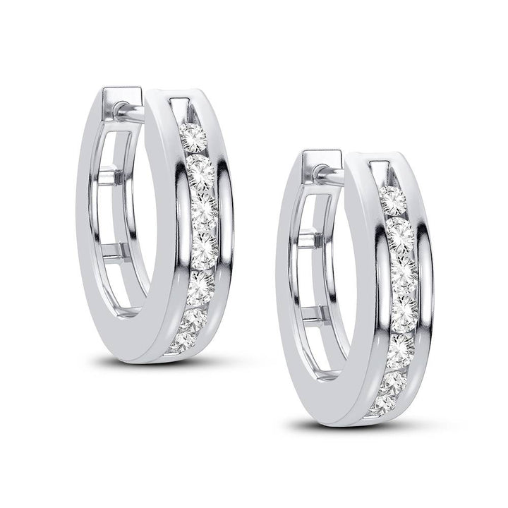 14k White Gold Lab Diamond Hoop Earrings - Chic Sparkle