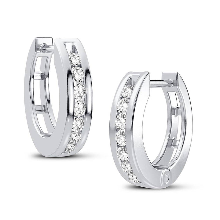 14k White Gold Lab Diamond Hoop Earrings - Chic Sparkle