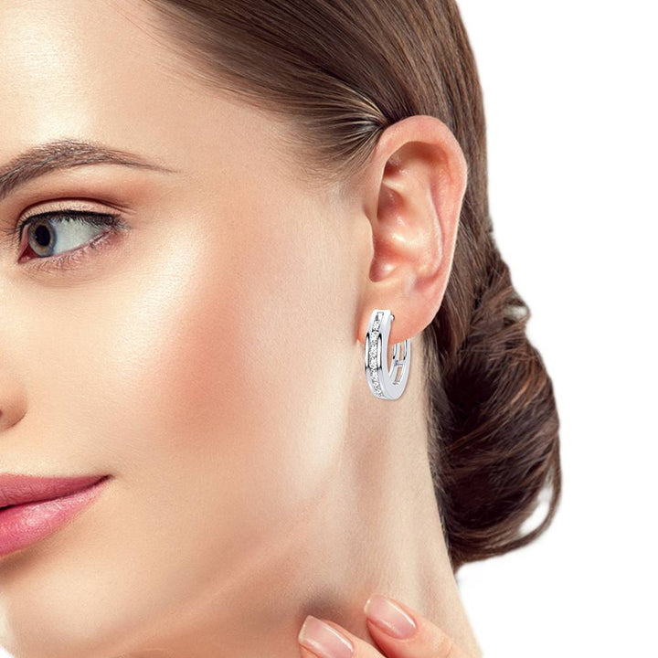 14k White Gold Lab Diamond Hoop Earrings - Chic Sparkle