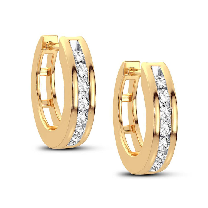 14K Yellow Gold Lab Diamond Hoop Earrings - Chic Sparkle