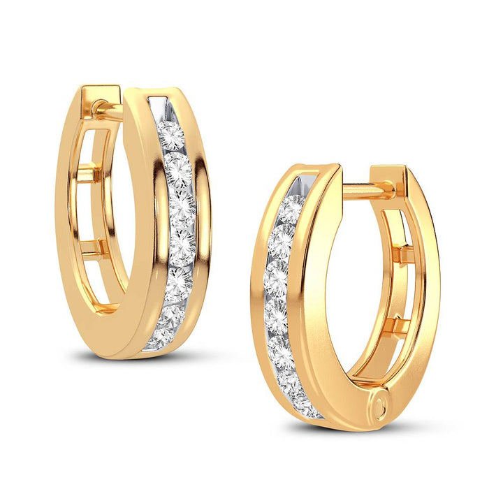 14K Yellow Gold Lab Diamond Hoop Earrings - Chic Sparkle