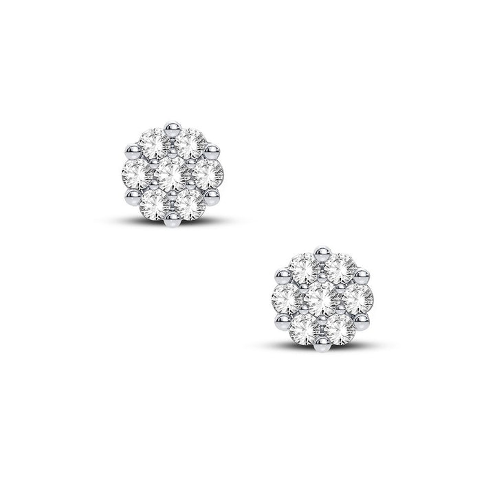 14K Yellow Gold Lab Diamond Flower Stud Earrings for Women