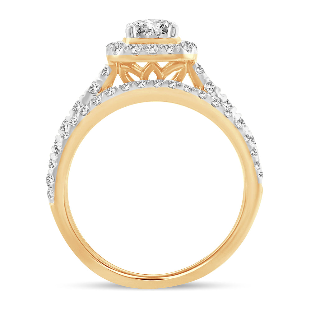 14K Yellow Gold 1CT Lab Diamond Bridal Solitaire Ring