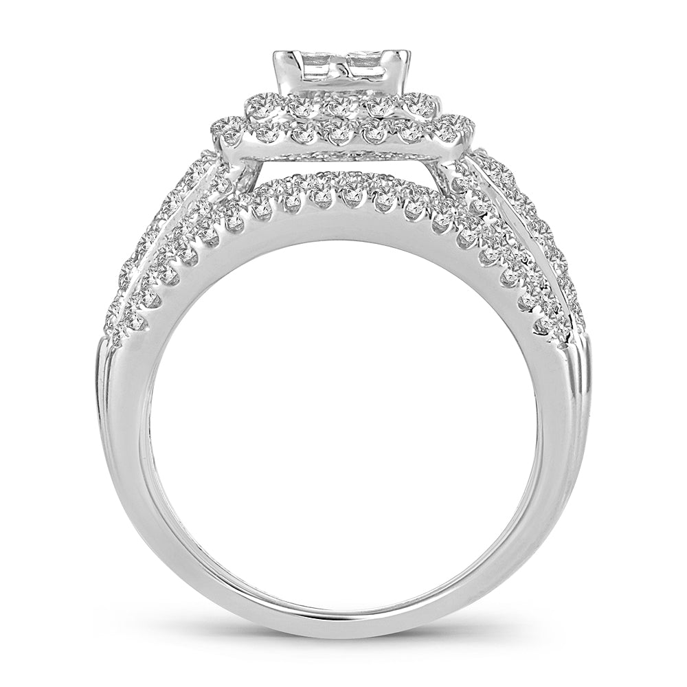 14k White Gold 2.02 CT Lab Diamond Bridal Ring