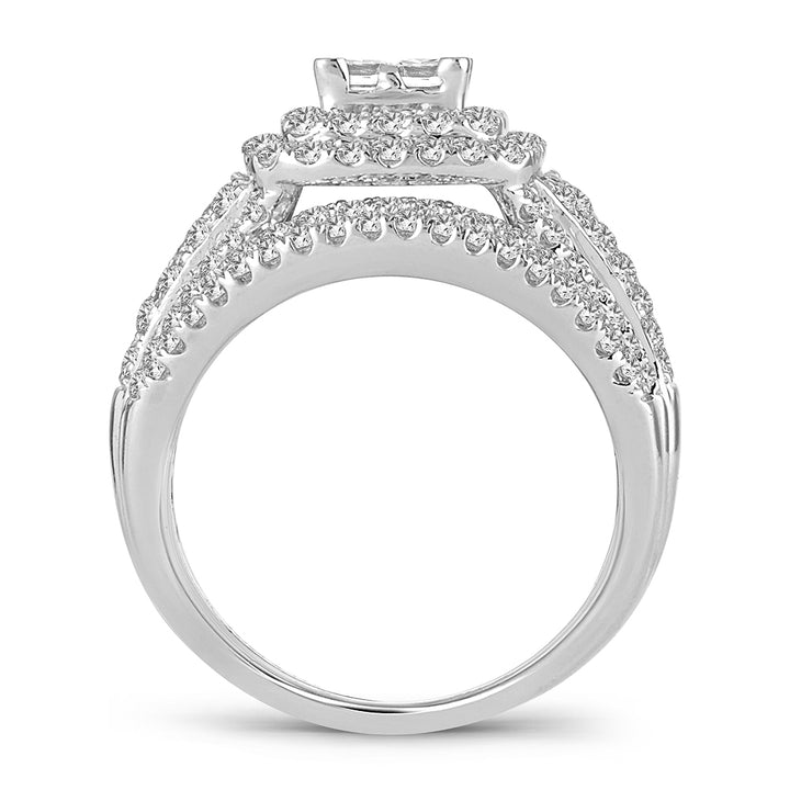 14k White Gold 2.02 CT Lab Diamond Bridal Ring